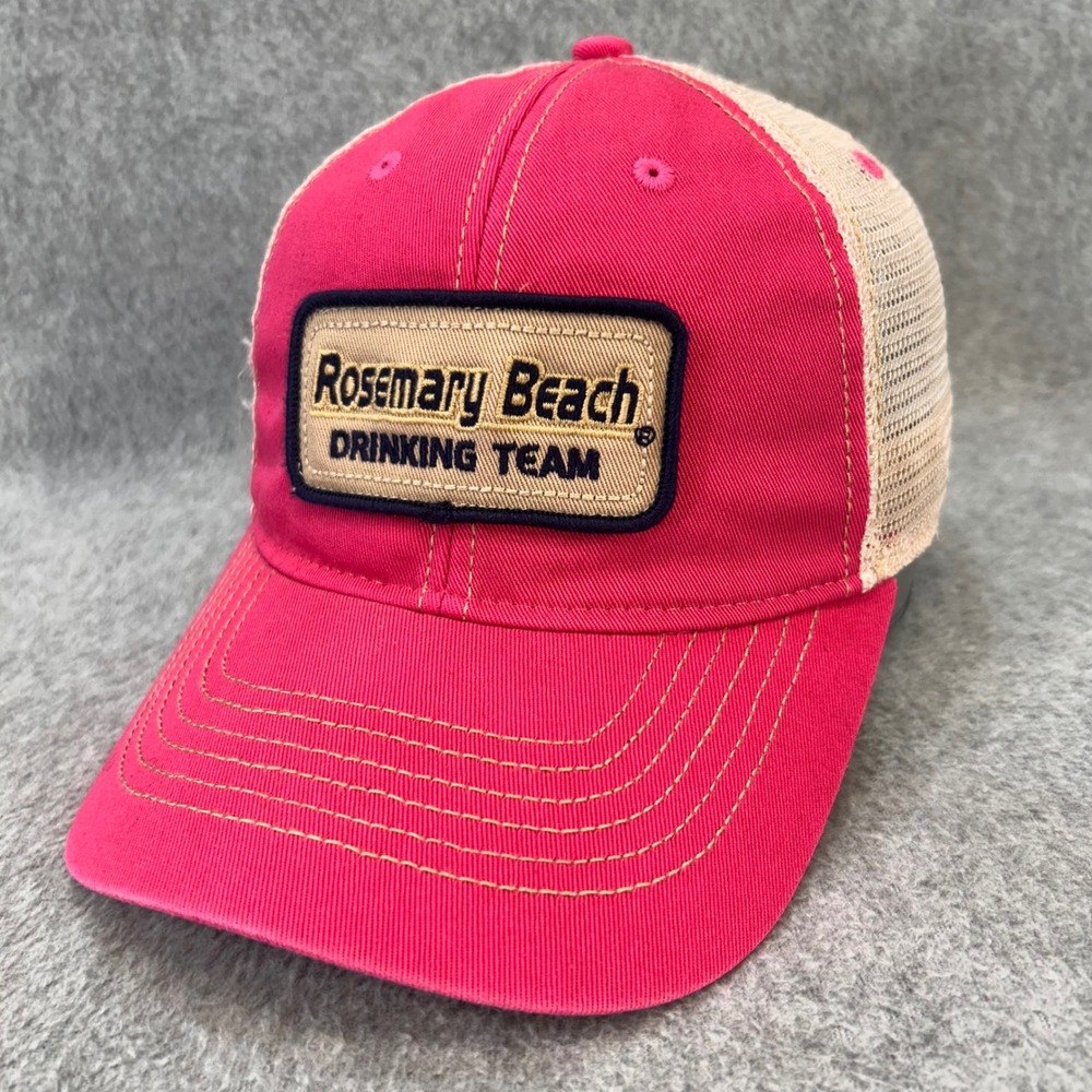Rosemary Beach Drinking Team Unisex Pink Legacy Trucker Hat Mesh Snapback OSFM